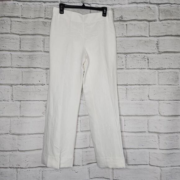 Ann Taylor LOFT Womens White Wide Leg High Waist Lined Linen Pants Size 8P - Picture 1 of 15